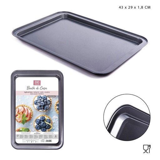 [0136890] Bandeja rectangular poco profunda para hornear 43x29x1.8 cm - Utensilios de cocina