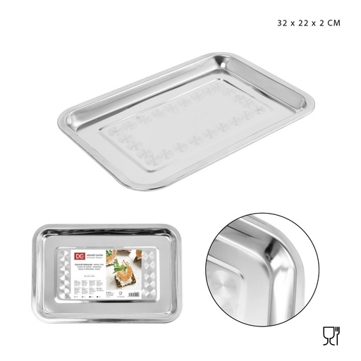 [0137457] Bandeja rectangular de acero inoxidable 32x22x2 cm - Utensilios de cocina