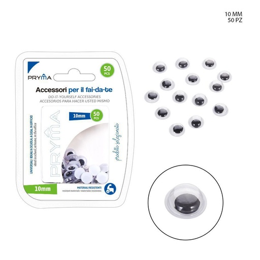 [0140169]  adornos oculares autoadhesivos de 10 mm, 50 piezas - Accesorios de manualidades