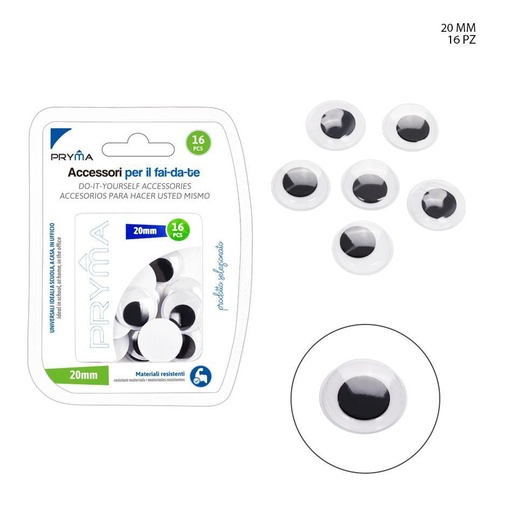 [0140172]  adornos oculares autoadhesivos de 20 mm, 16 piezas - Accesorios de manualidades