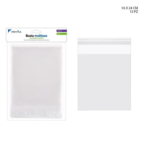 [0144655] Bolsa multiuso con cierre adhesivo 16x24cm 15pz para oficina