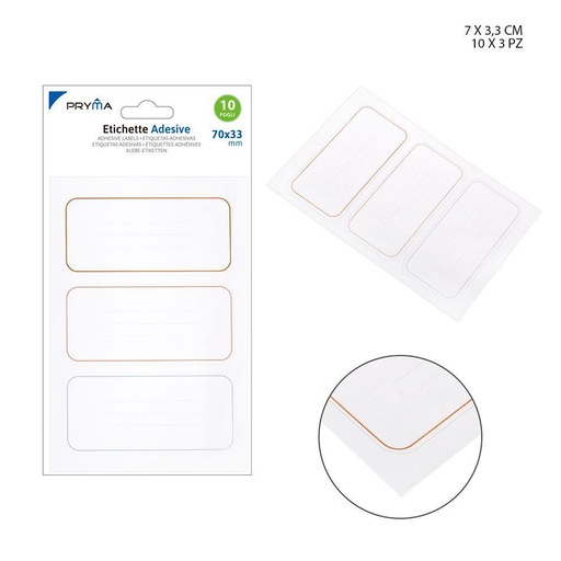 [0144196] Etiqueta adhesiva rectangular 7x3.3 cm 10 pcs - Papelería y etiquetas