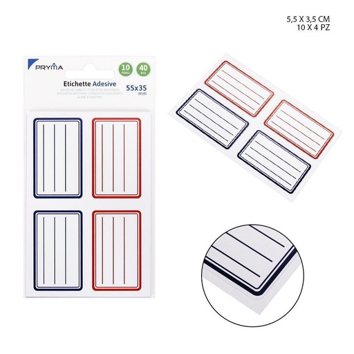 [0144198] Etiqueta adhesiva rectangular 5.5x3.5 cm 4 pcs - Papelería y etiquetas