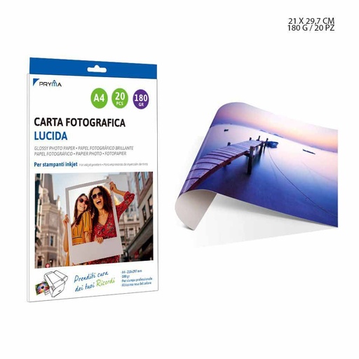[0142712] Papel fotográfico brillante A4 180 g 20 hojas - Materiales de oficina