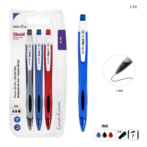 [0144466] Bolígrafo de clic de gel 1MM 3 piezas - Herramientas de escritura