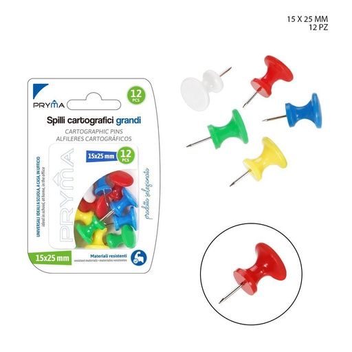 [0144298] Chinchetas de colores grandes 15 x 25 mm 12 PCS - Accesorios variados