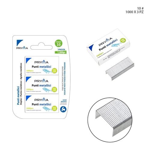 [0144316] Grapas 10 1000puntas 3pz para grapadoras