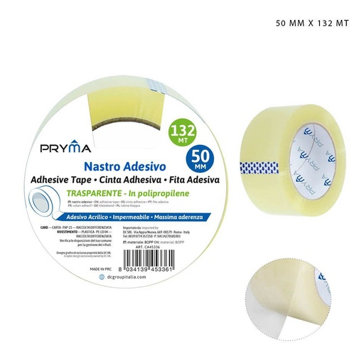 [0143717] Cinta adhesiva transparente 50 mm x 132 m - Cintas adhesivas
