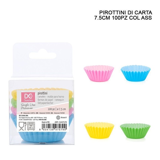 [0148665] Moldes de papel para magdalenas 7.5 cm 100 PZ - Capacidades para hornear