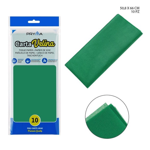 [0228916] Papel seda verde oscuro 50.8x66cm 10 hojas para manualidades