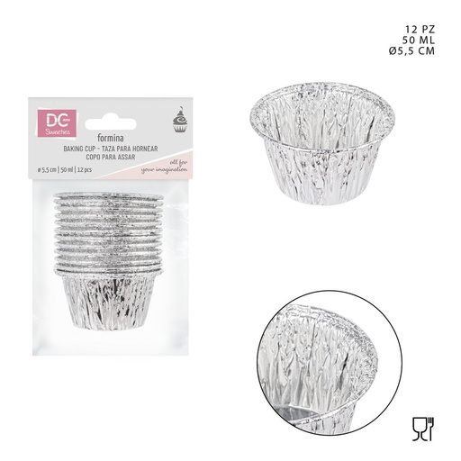 [0227714] Molde de aluminio 5.5CM 50ML 12PZ - Utensilios de repostería