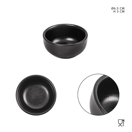 [0227693] Cuenco de porcelana negro D6.5xH3cm para cocina y presentación