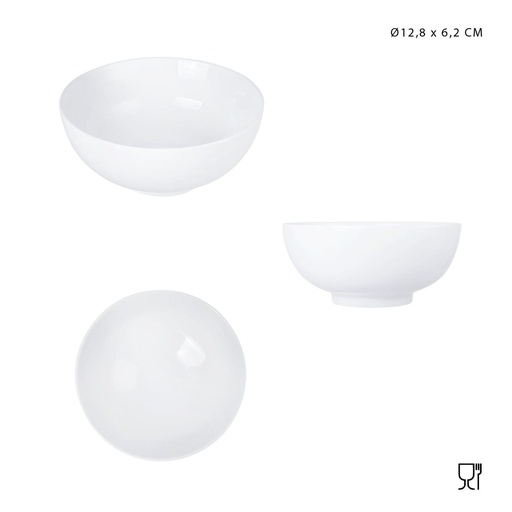 [0227701] Cuenco de porcelana blanco D12.8xH6.2 cm - Cerámica y vajilla