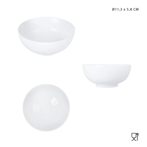 [0227702] Cuenco porcelana blanco 11.3x5.8cm para cocina y servicio