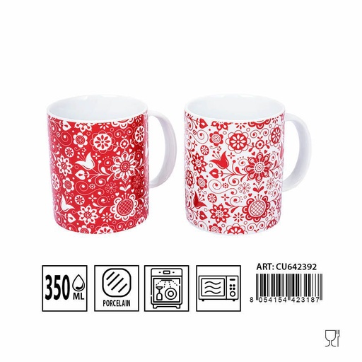 [0227831] Taza de Navidad 350ml flores para café y té