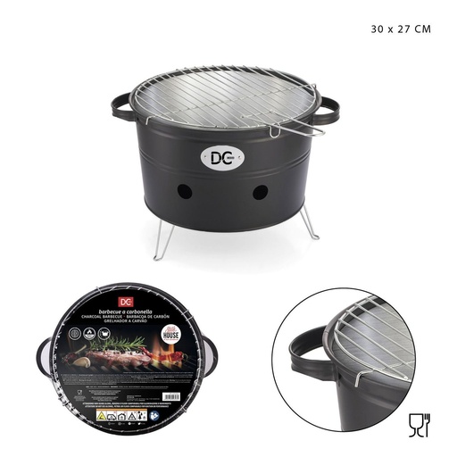 [0228630] Barbacoa portátil redonda 30x27 cm - Equipamiento de camping