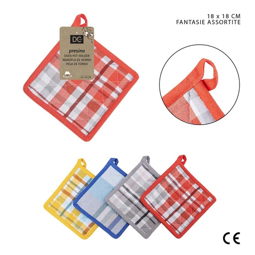 [0228085] Agarrador de cocina cuadrado con rayas 18x18CM - Accesorios de cocina