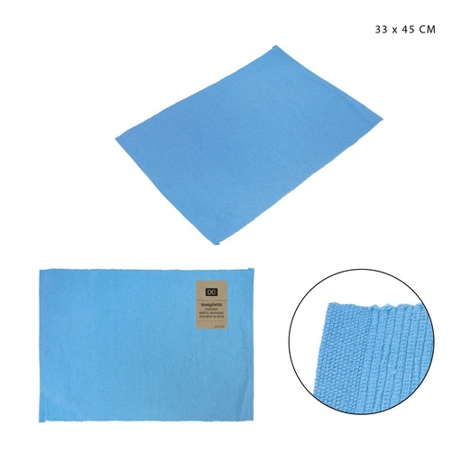 [0228098] Salvamanteles de algodón azul cielo 33x45 cm - Accesorios de mesa y cocina