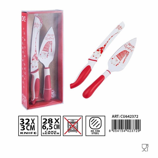 [0228125] Set de cuchillos para pasteles navideños - Utensilios de cocina