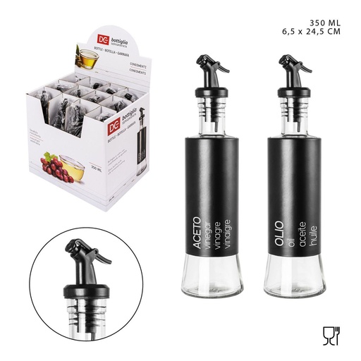 [0228182] ACEITERO DE VIDRIO y ACERO 350ML - Utensilios de cocina