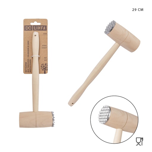 [0228320] Ablandador de carne madera 29cm, herramienta de cocina