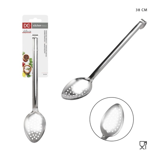 [0228696] Cuchara perforada de acero inoxidable 38cm para cocina