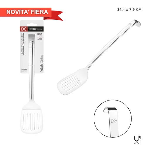 [0228885] Paleta de cocina perforada 34.4x7.9cm en acero inoxidable para cocina