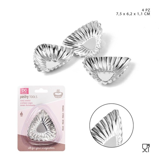[0229028] Molde de metal para magdalenas 7.5x6.2x1.1cm 4 piezas - Utensilios de repostería