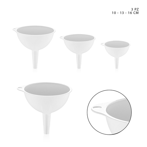 [0229399] Set de embudos 3 piezas 10-13-16 cm - Utensilios de cocina y repostería