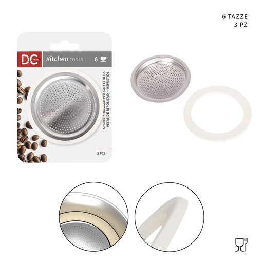 [0229581] Juntas y filtro para cafetera 6 tazas, accesorios de café