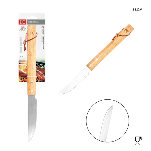 [0229560] Cuchillo BBQ con mango de madera 38cm barbacoa