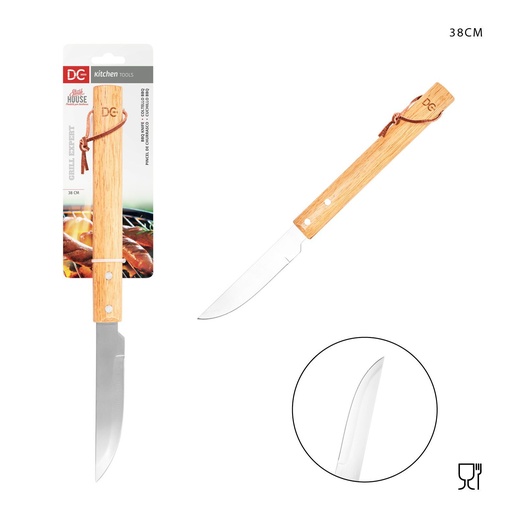[0229560] Cuchillo para BBQ con mango de madera 38 cm - Accesorios para asar