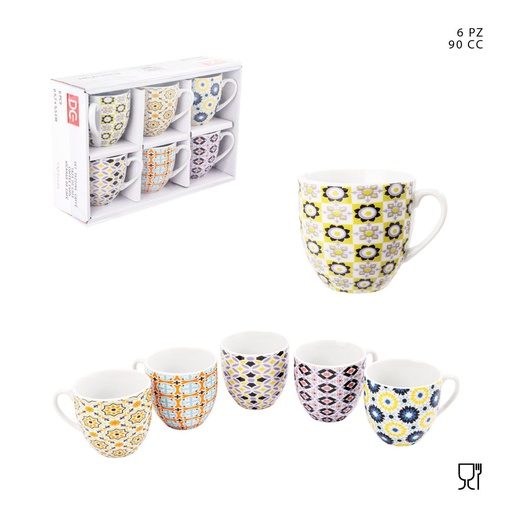 [0229673] Taza de café de cerámica 90ml 6pcs