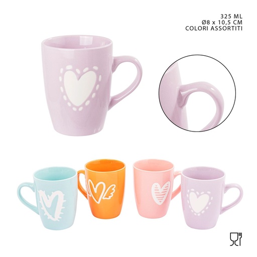 [0229818] Taza de gres con asa 325ml gris para bebidas