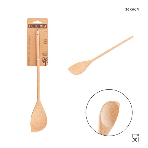 [0230458] Cuchara oblicua de madera 36x6cm utensilio cocina