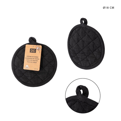 [0229871] Agarrador de cocina redondo negro 18CM - Accesorios de cocina