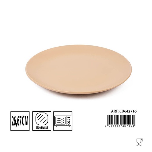 [0229989] Plato plano mate arena 26.67 cm - Cerámica