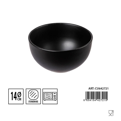 [0229994] Cuenco negro mate de cerámica 14cm