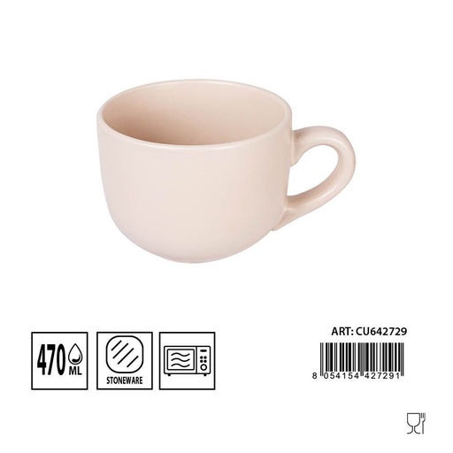 [0230002] Taza de desayuno cerámica beige 470ML - Tazas de café y bebidas