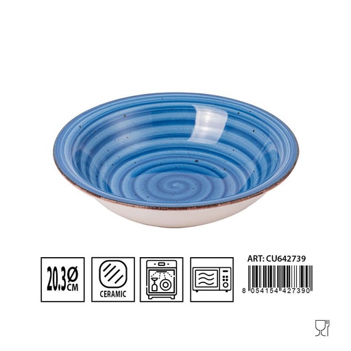 [0230171] Plato hondo azul 20.3 cm - Cerámica y utensilios de mesa