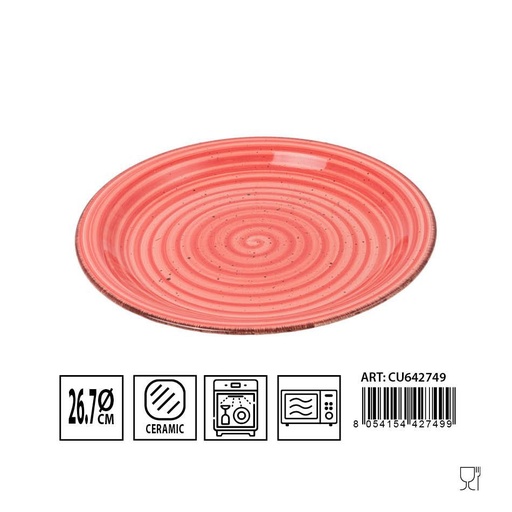 [0230181] Plato plano 26.7cm rojo para cocina