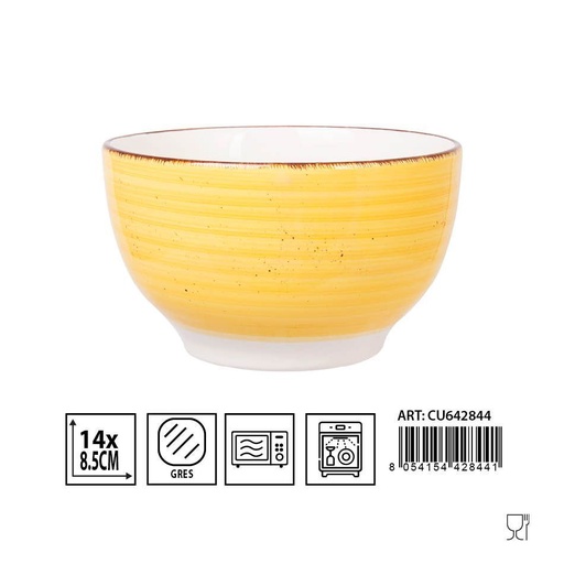 [0231638]  Cuenco de cerámica amarillo D14 x 8.5 cm - Accesorios de cocina
