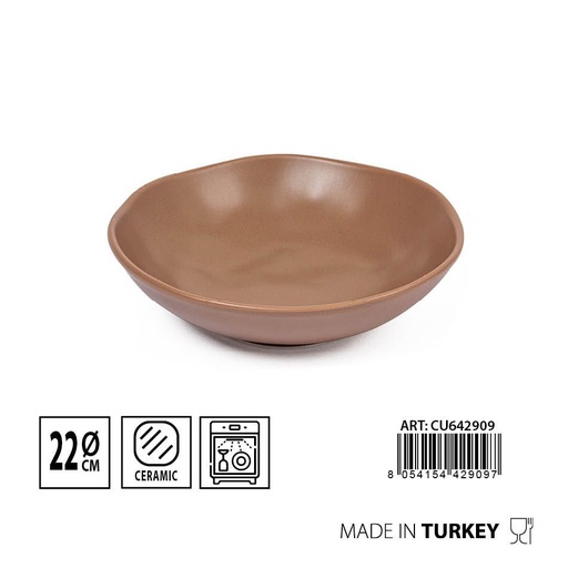 [0231889] Plato hondo orgánico beige 22cm para cocina