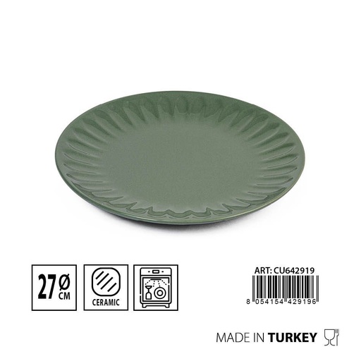 [0231899] Plato plano Badem 27 cm en color verde - Cerámica para cocina