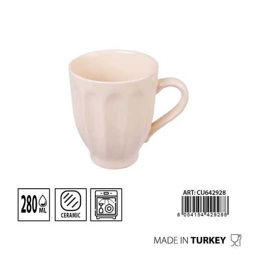 [0231908] Taza Badem cerámica 280ml D8.3x10cm crema