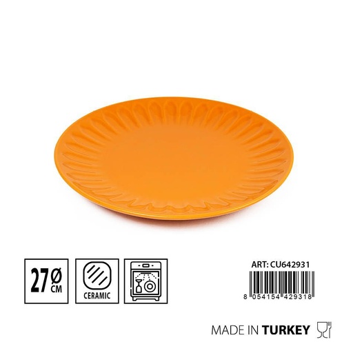 [0231911] Plato plano Badem 27 cm en color amarillo - Cerámica para cocina