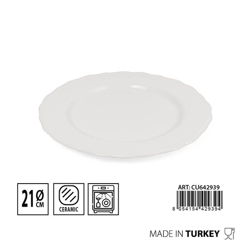 [0231919] Plato plano Julieta 21 cm blanco - Cerámica y vajilla