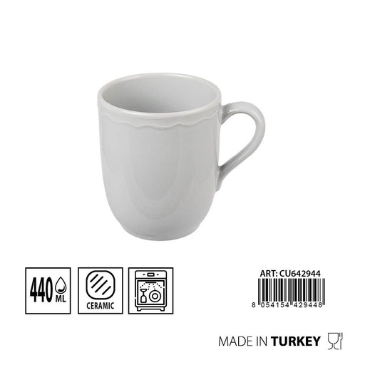 [0231924] Taza Julieta D9 H10,8 cm 440ml gris claro - Cerámica y vajilla