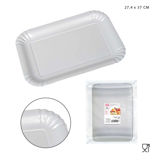 [0232090] Bandeja rectangular blanca para pasteles 27.4x37cm