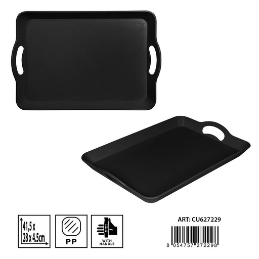 [0234681] Bandeja de madera negra tamaño 41.5x28x4.5cm - Productos plásticos